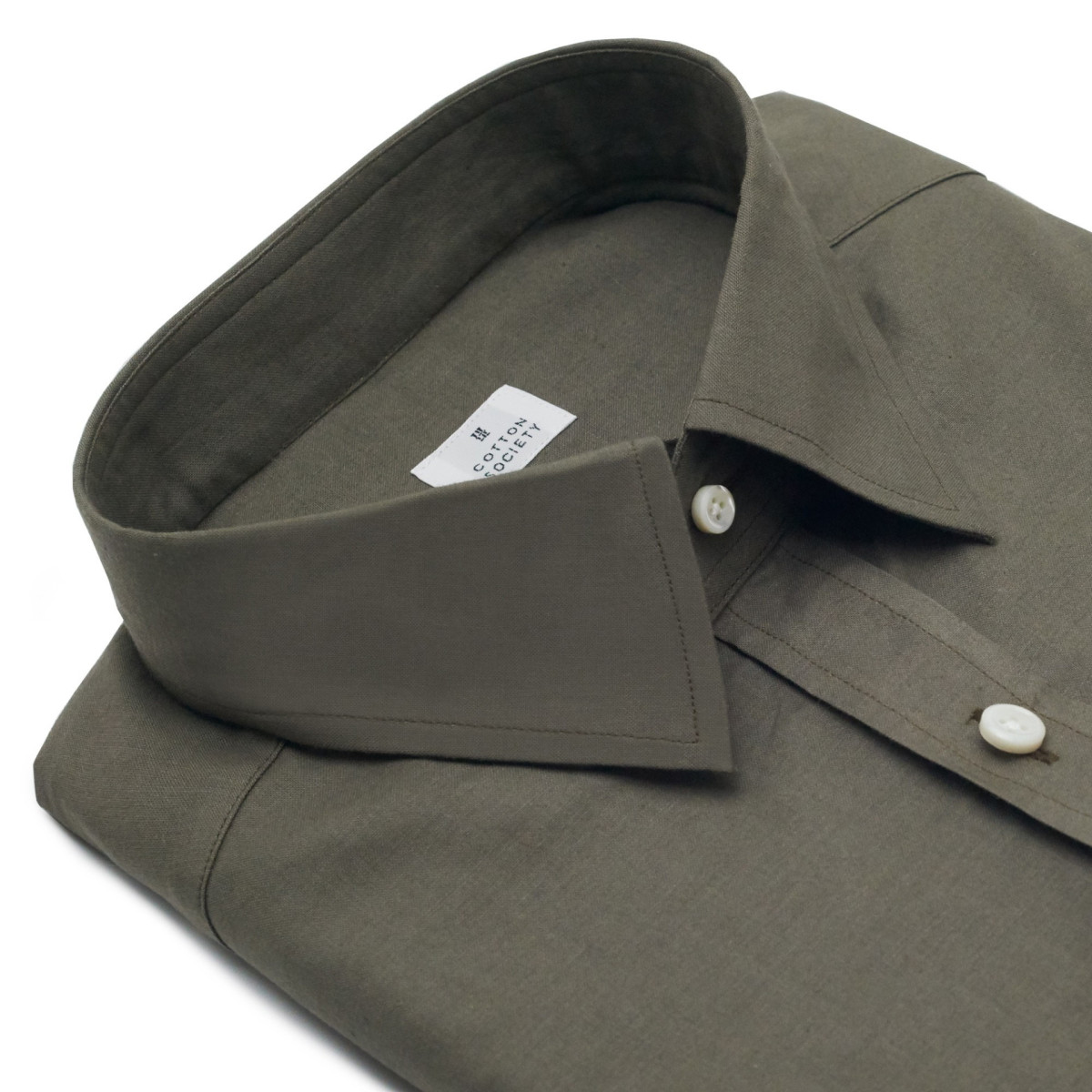 Chemise homme lin coton uni kaki