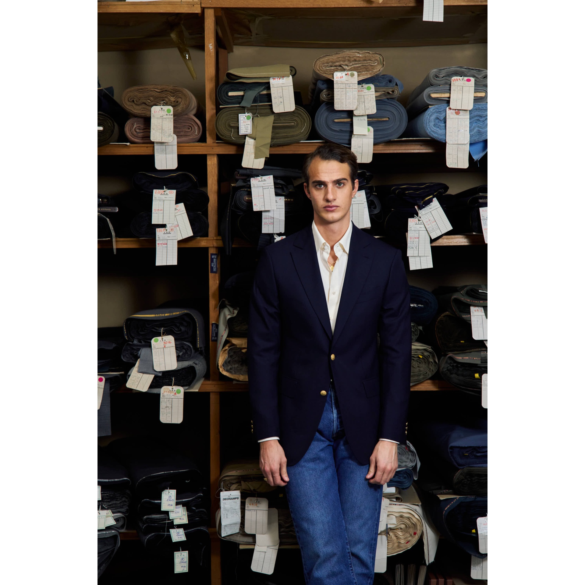 Veste bleu nuit Mock Leno | Blazer hopsack respirant homme