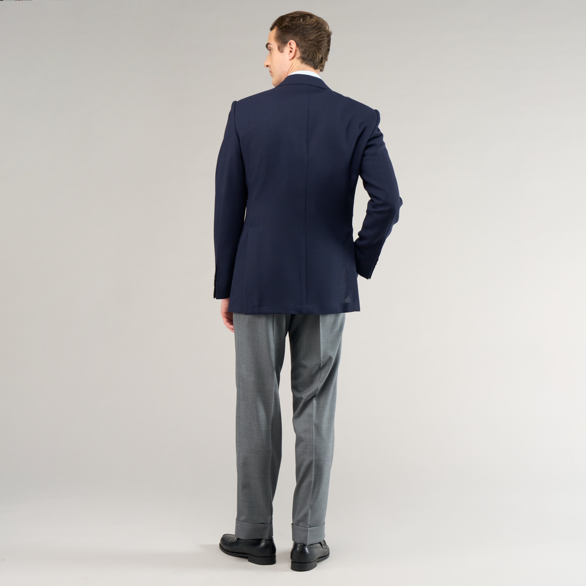 Veste bleu nuit Mock Leno | Blazer hopsack respirant homme