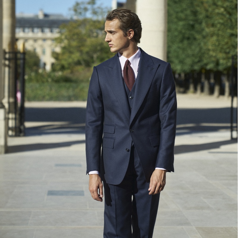 Costume en gabardine marine Standeven