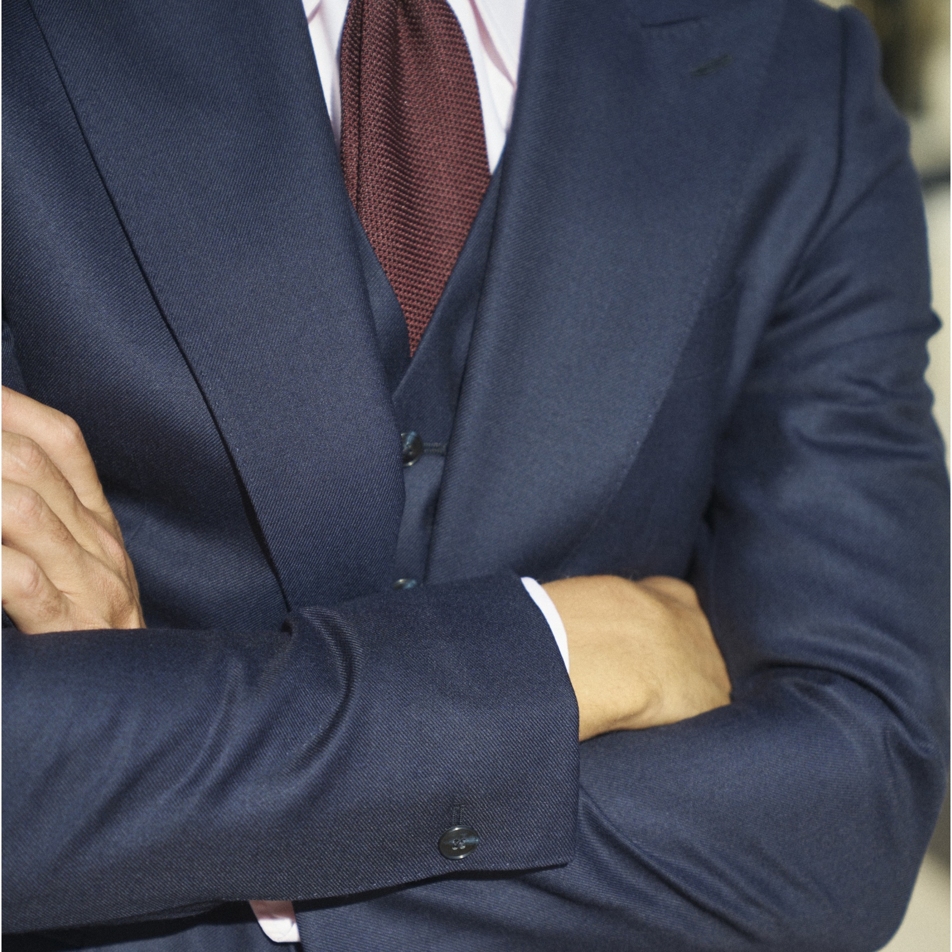 Costume marine gabardine Standeven 340g cran aigu