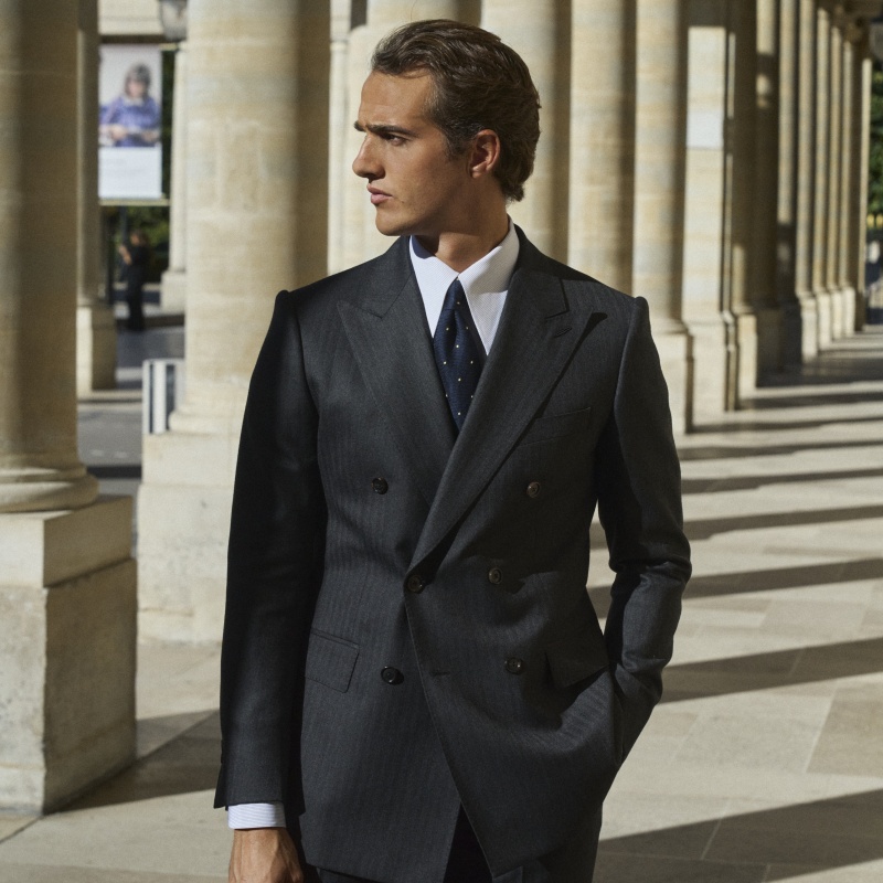 Costume croisé à chevrons anthracite Standeven