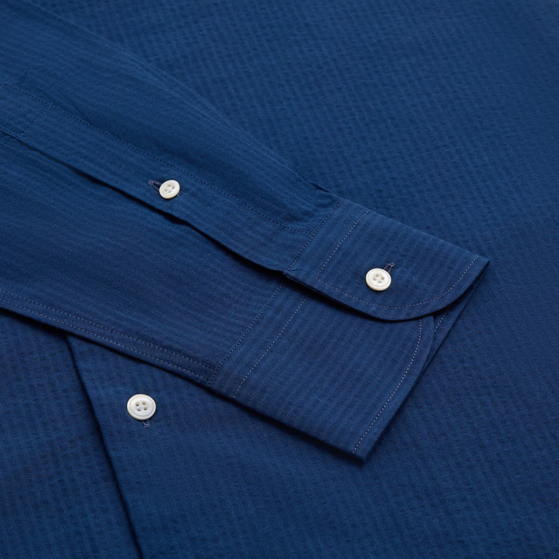 Chemise Seersucker Rayé Marine