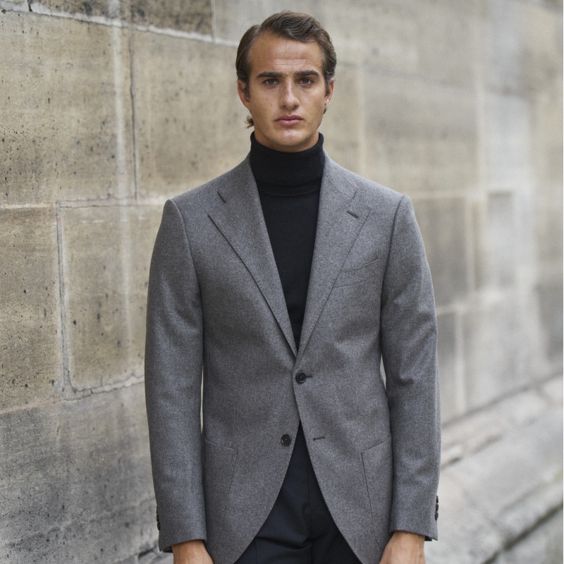 Costume en flanelle gris marron