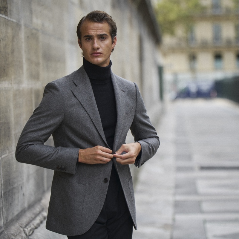 Costume en flanelle gris marron