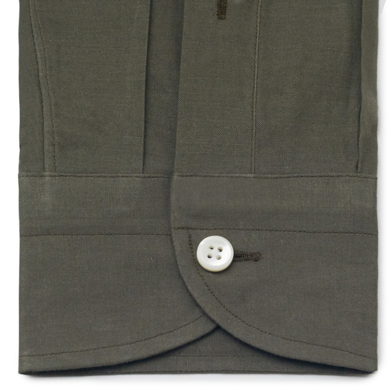 Chemise homme lin coton uni kaki
