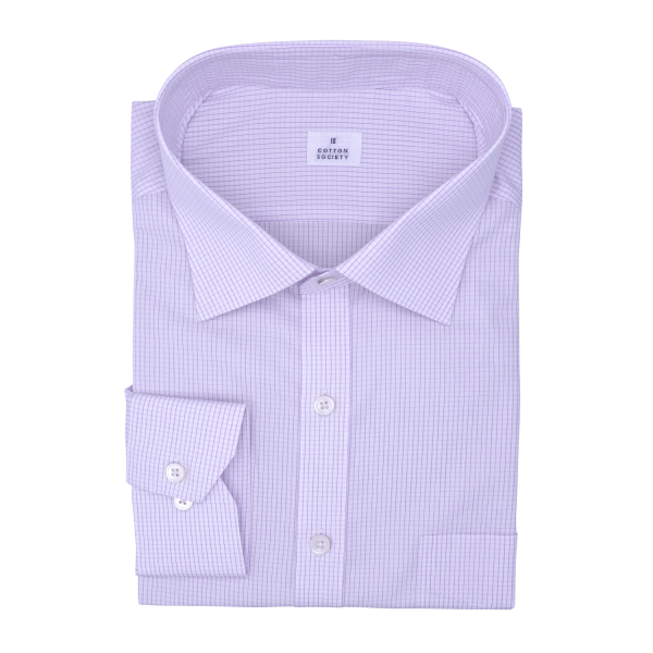 Chemise homme Popeline Carreaux Violet