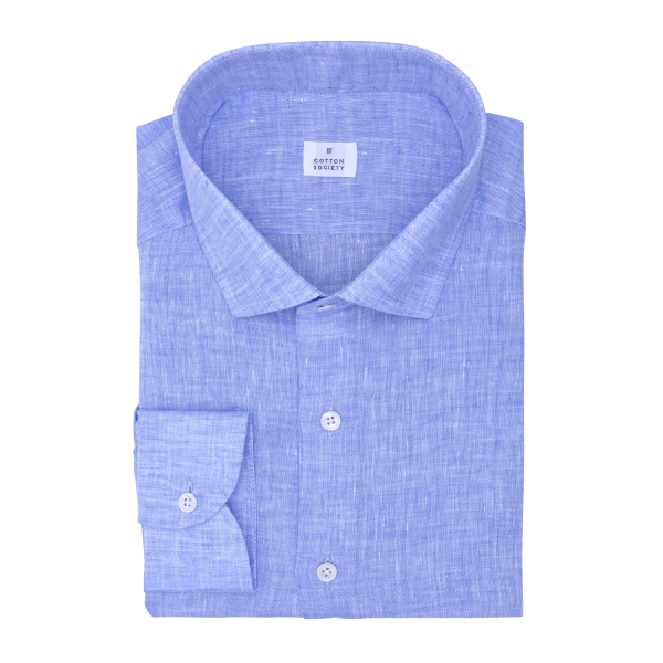 Chemise homme Lin Uni Bleu