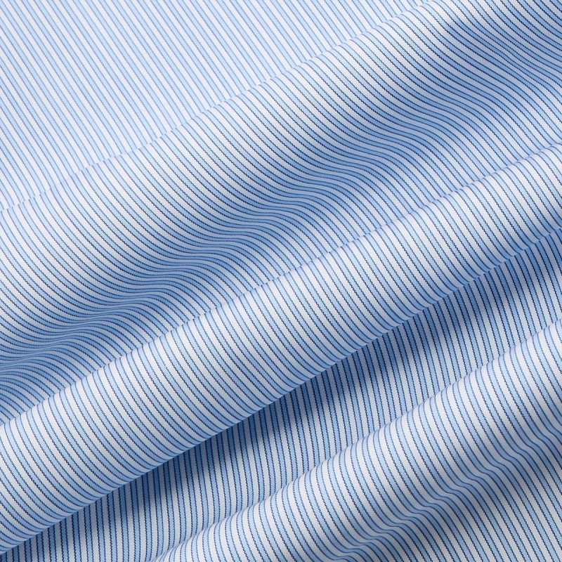 Popeline Rayé Bleu