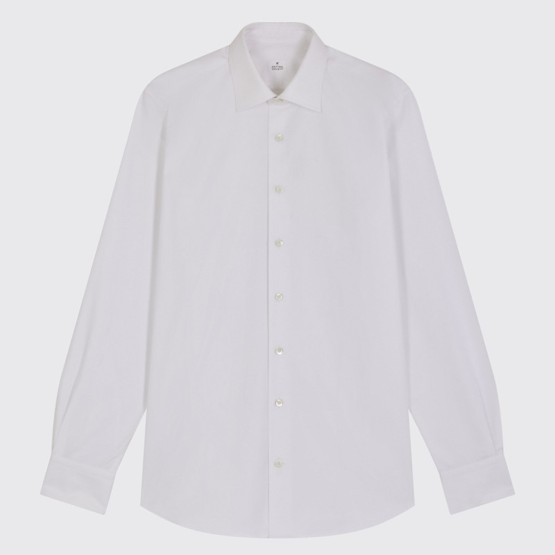 Chemise Twill Epais Blanc Col Italien