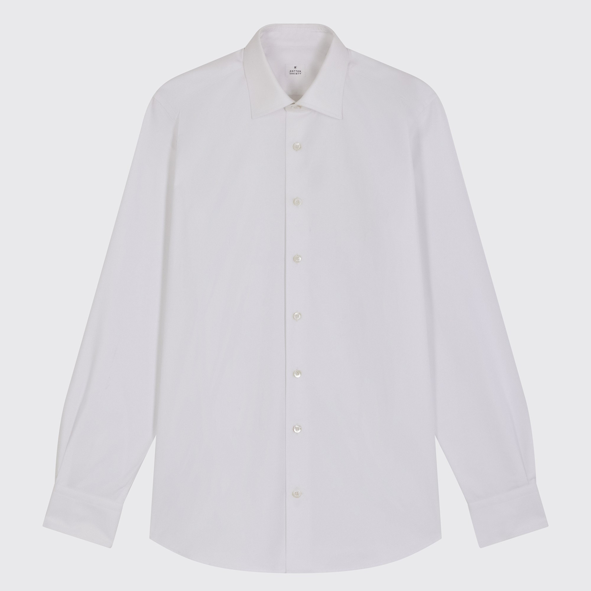 Chemise Twill Epais Blanc Col Italien