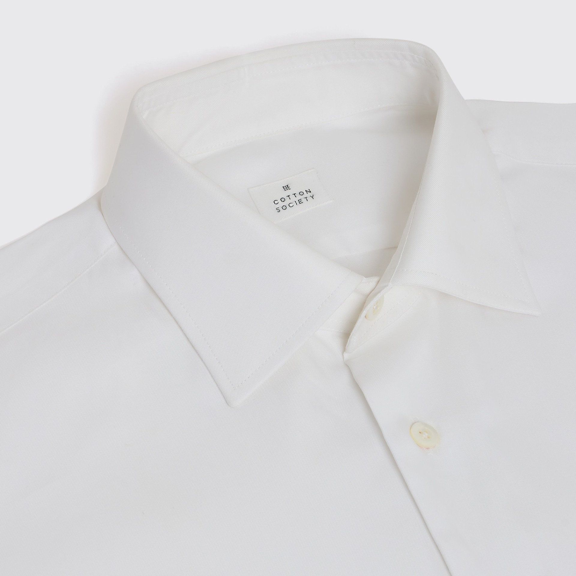 Chemise Twill Epais Blanc Col Italien