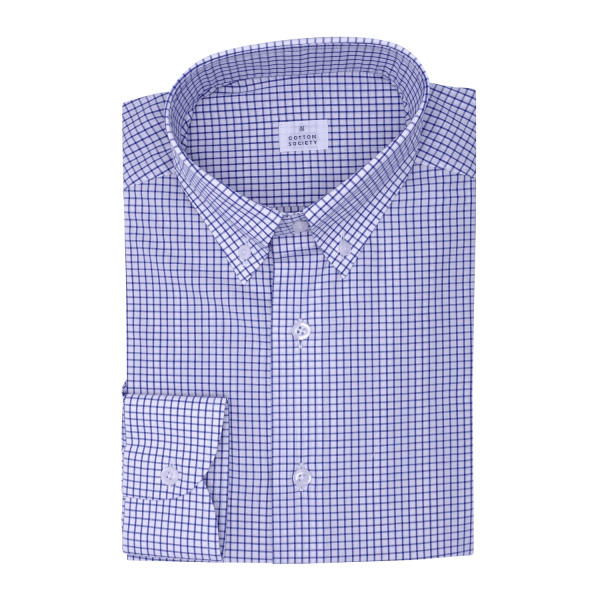 Chemise homme Popeline Carreaux Bleu