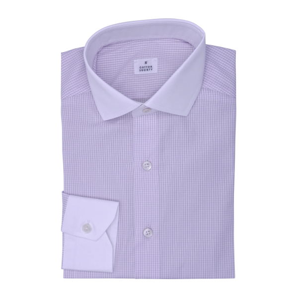Chemise homme Popeline Carreaux Violet