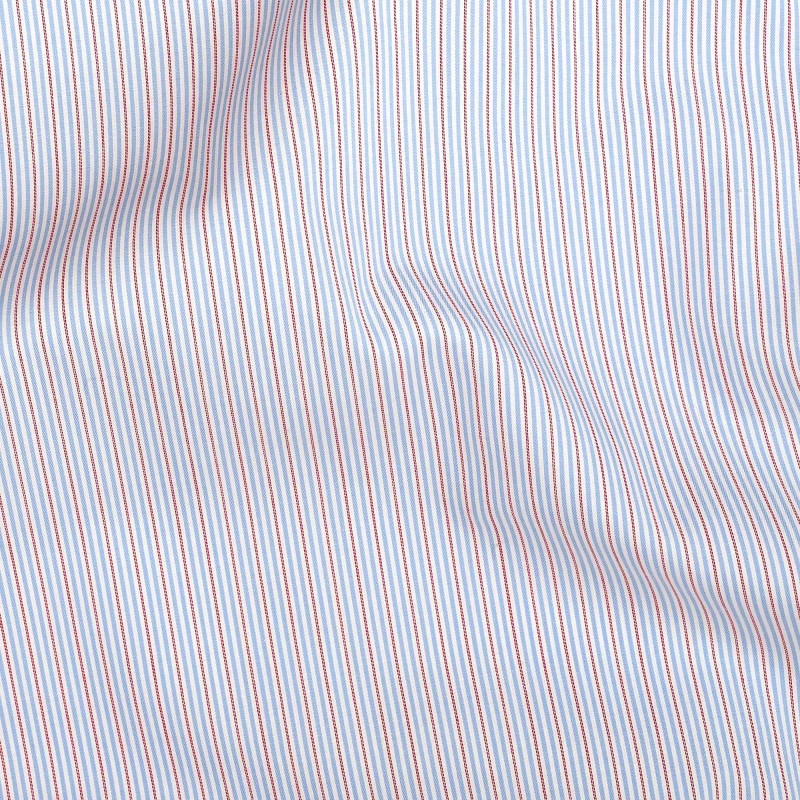 Chemise homme Poplin Rayé Rouge bleu