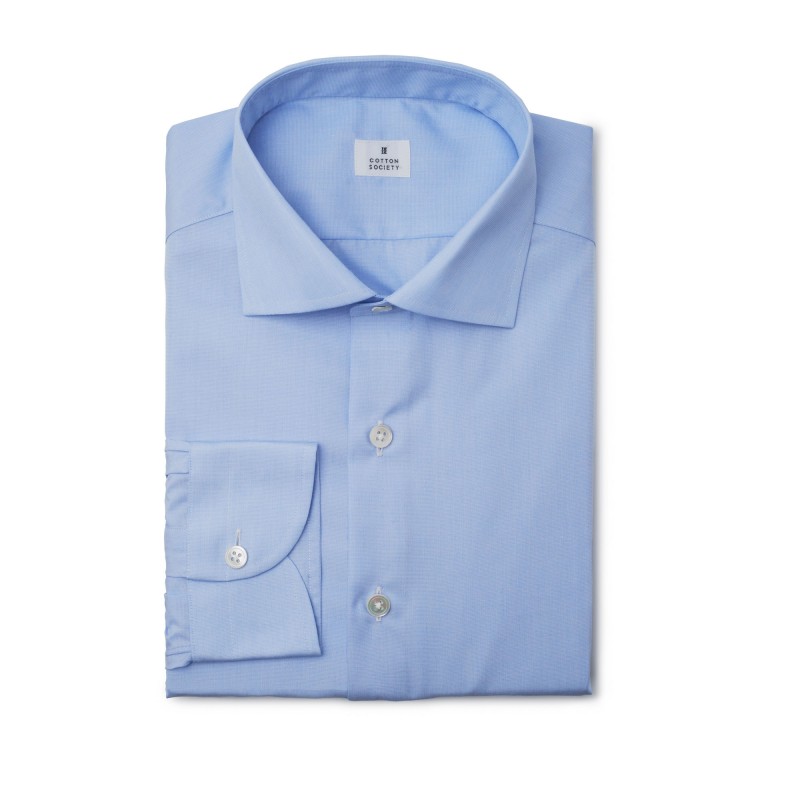 Chemise popeline fil à fil bleue EASY CARE
