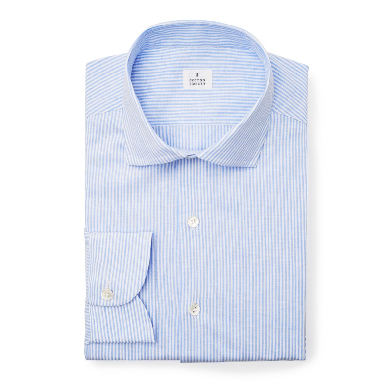 Chemise homme Lin Coton Rayé Bleu