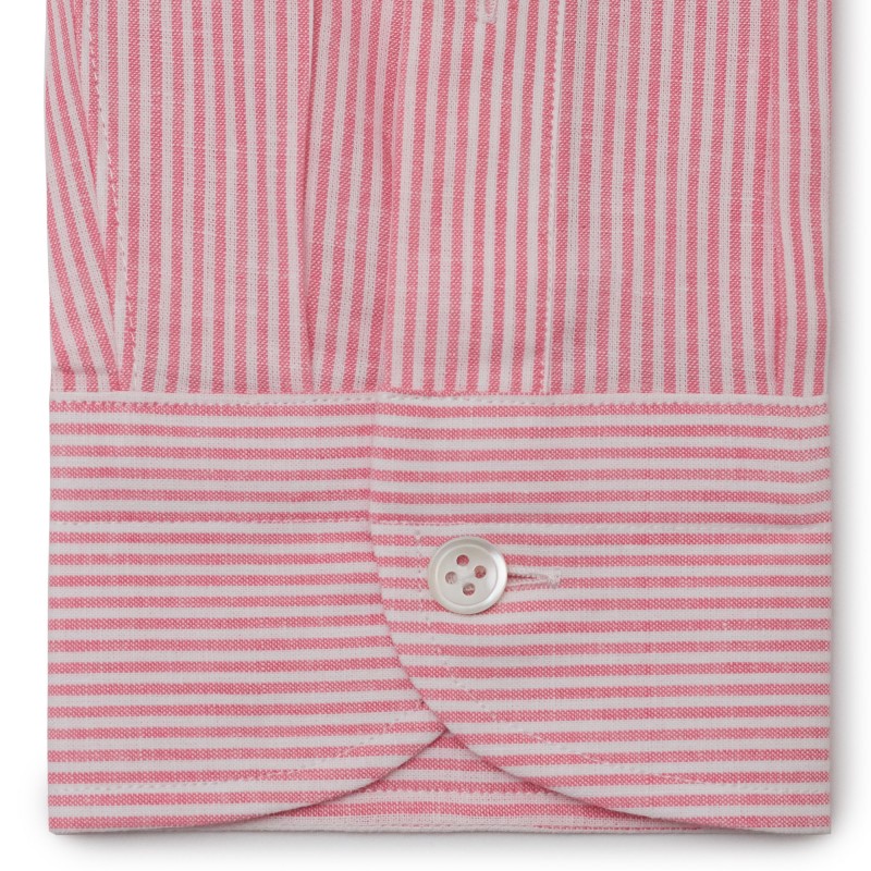 Chemise homme lin coton rayé rose
