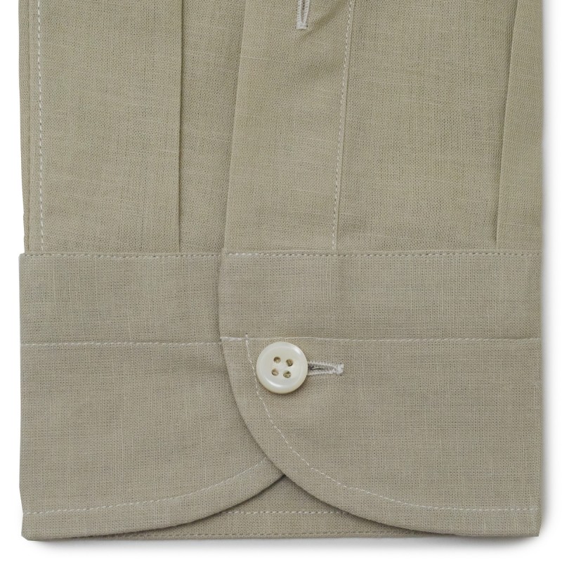 Chemise homme lin coton uni beige