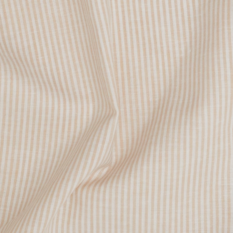 Chemise homme lin coton rayé beige