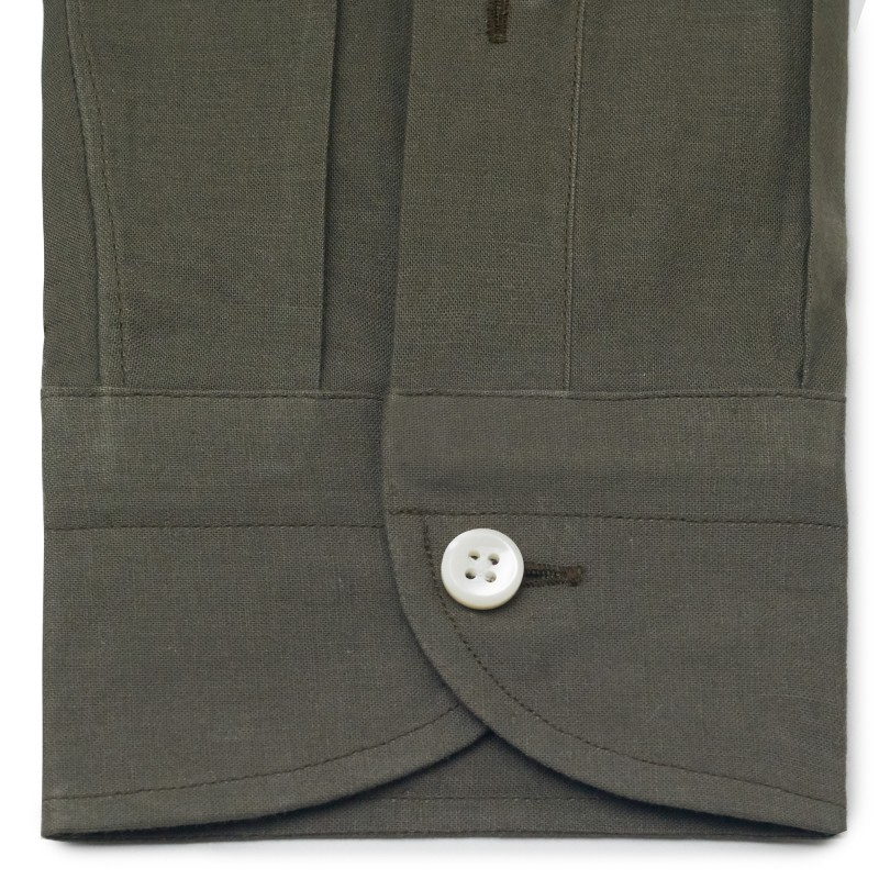 Chemise homme lin coton uni kaki