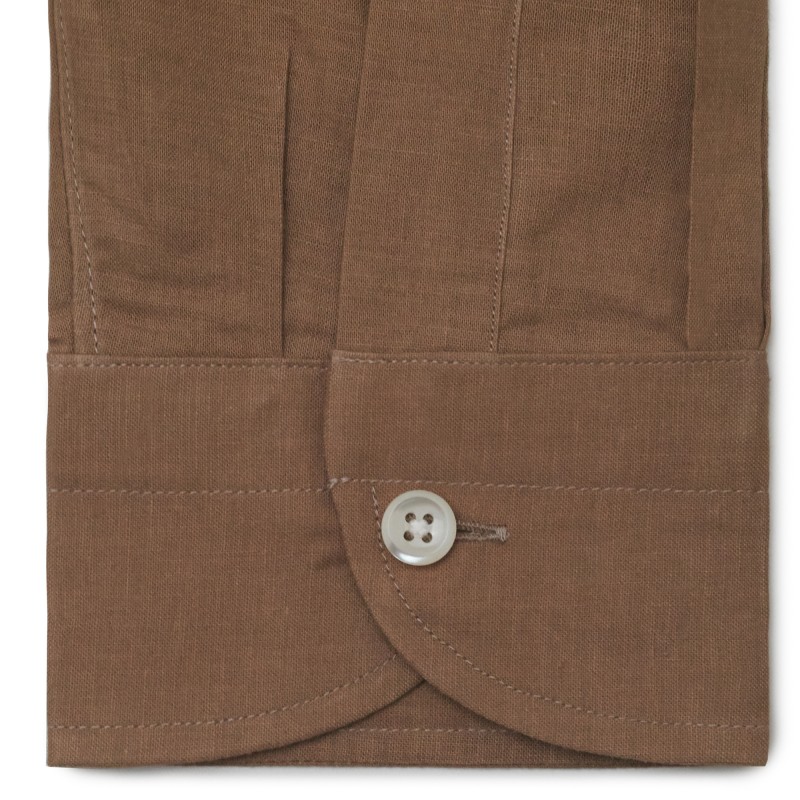 Chemise homme lin coton uni camel