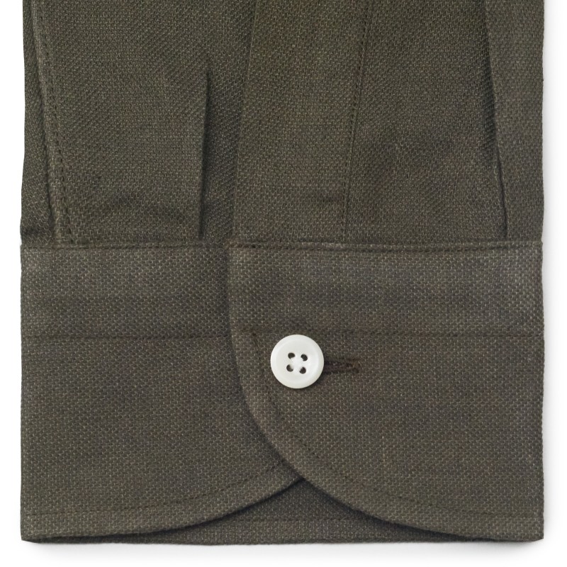 Chemise homme lin coton uni kaki