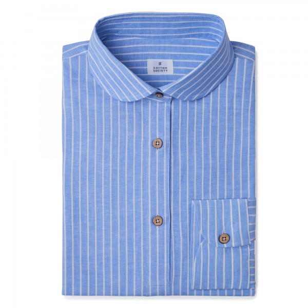 Chemise homme Lin Coton Rayé Bleu