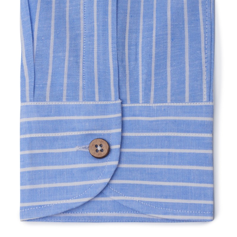 Chemise homme Lin Coton Rayé Bleu