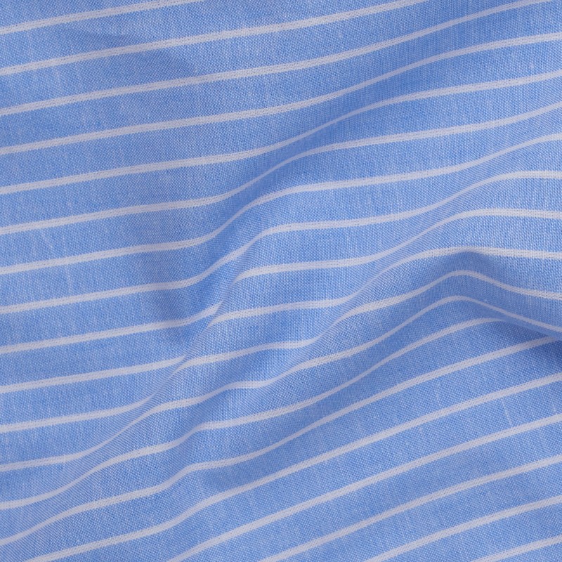 Chemise homme Lin Coton Rayé Bleu