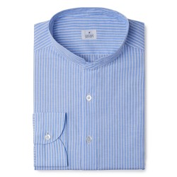 Chemise homme Lin Coton Rayé bleu