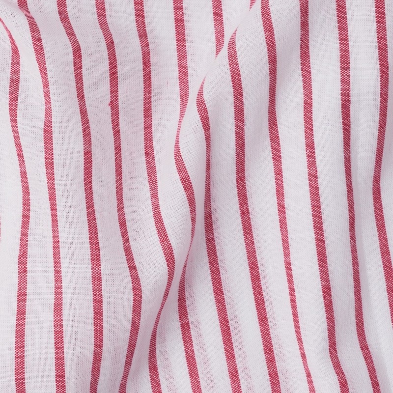 Chemise homme Lin Coton Rayé Rouge