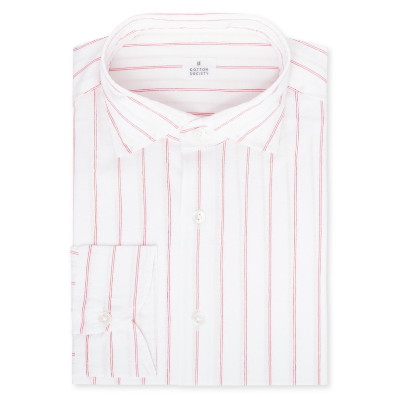 Chemise homme Popeline Rayé Rouge