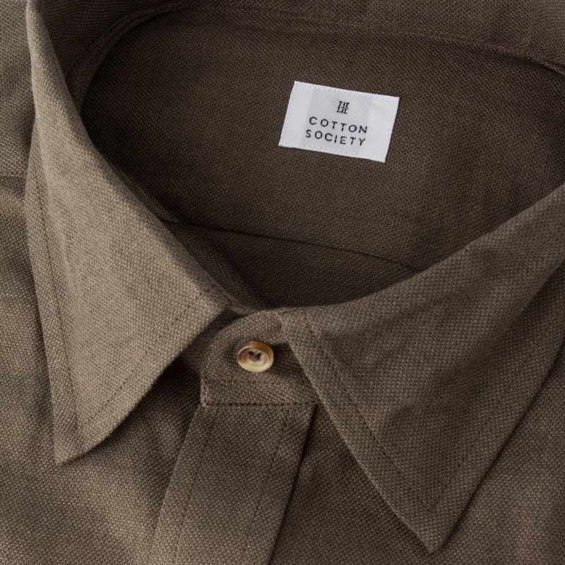 Chemise homme Lin Coton Uni Kaki