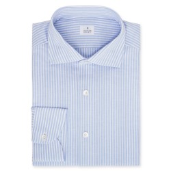 Chemise homme Lin Coton Rayé Bleu