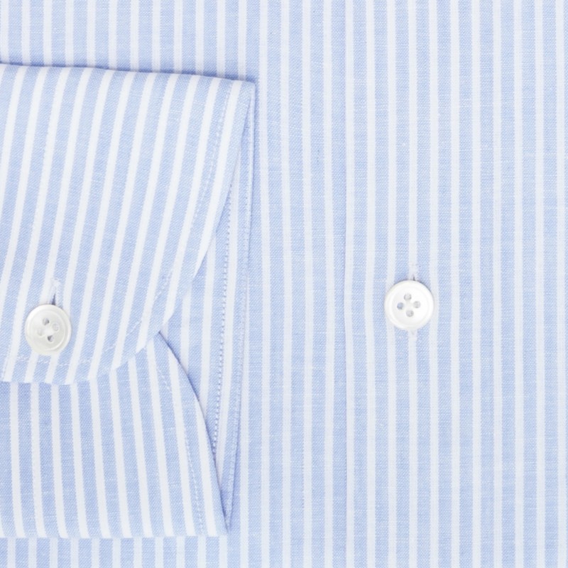 Chemise homme Lin Coton Rayé Bleu
