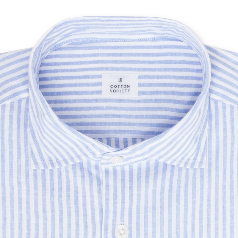 Chemise homme Lin Coton Rayé Bleu