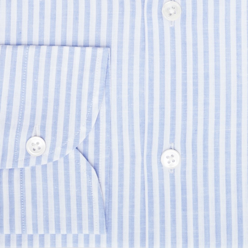 Chemise homme Lin Coton Rayé Bleu