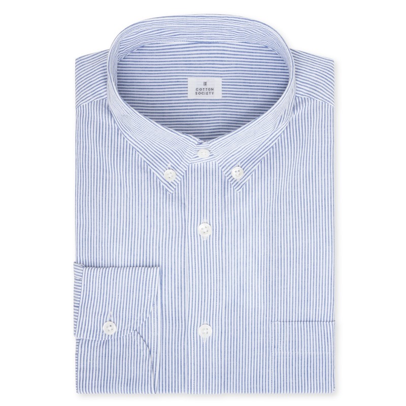 Chemise homme Seersucker Japonnais Rayé Bleu