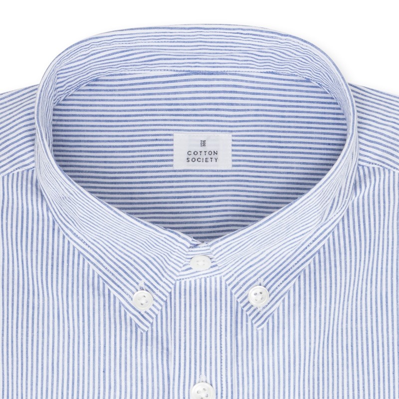 Chemise homme Seersucker Japonnais Rayé Bleu