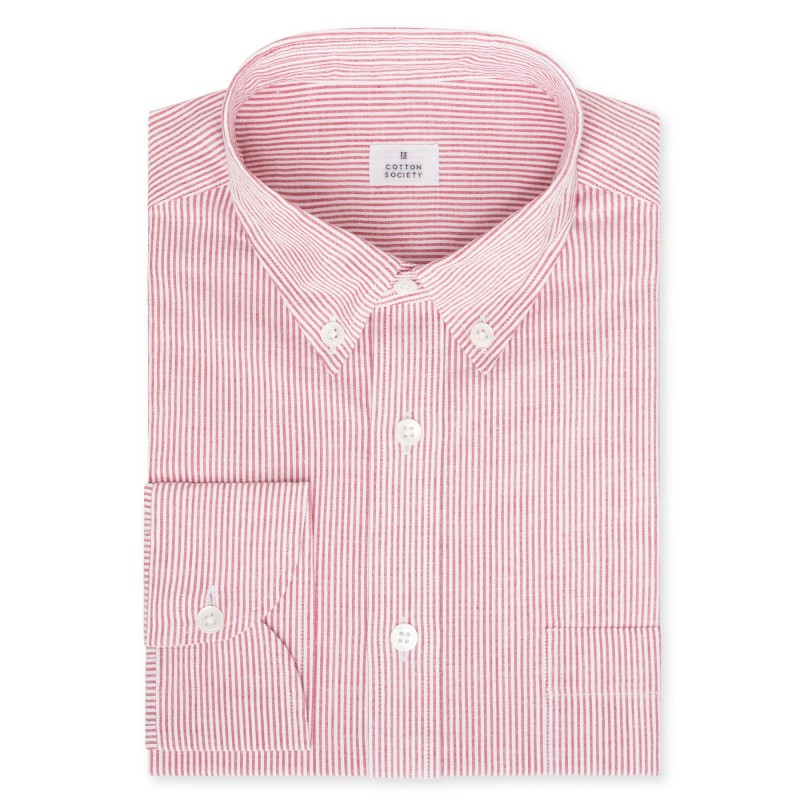 Chemise homme Seersucker Japonnais Raye Rouge Cotton Society