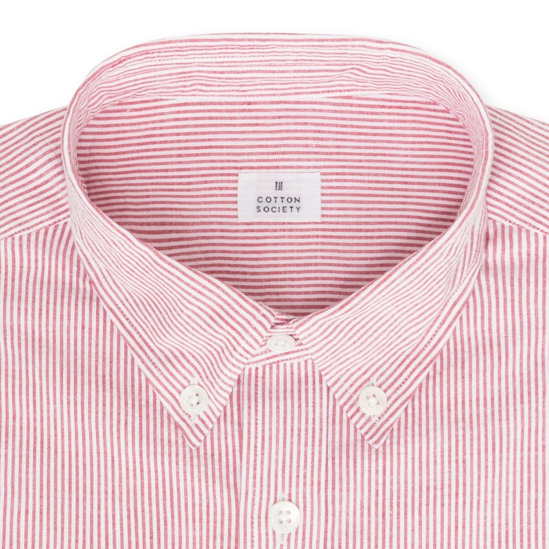 Chemise homme Seersucker Japonnais Rayé Rouge