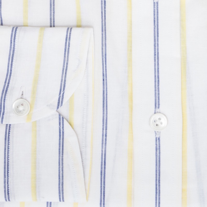 Chemise homme Lin Coton Rayé Rouge