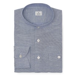 Chemise homme Lin Uni Bleu