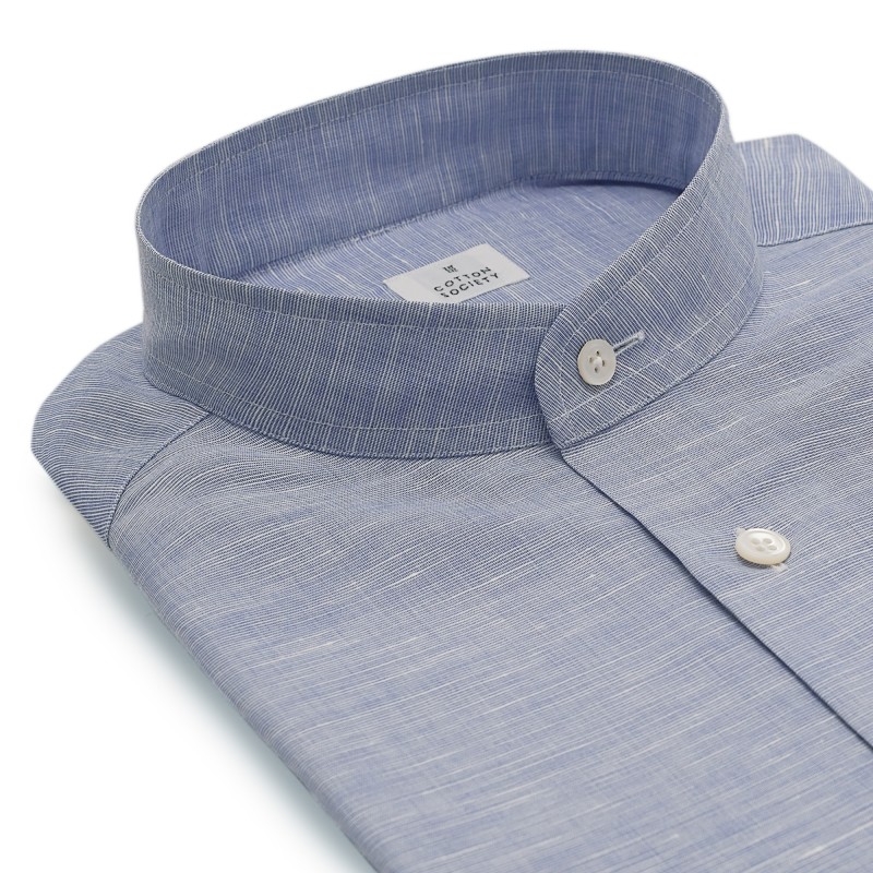 Chemise homme Lin Uni Bleu