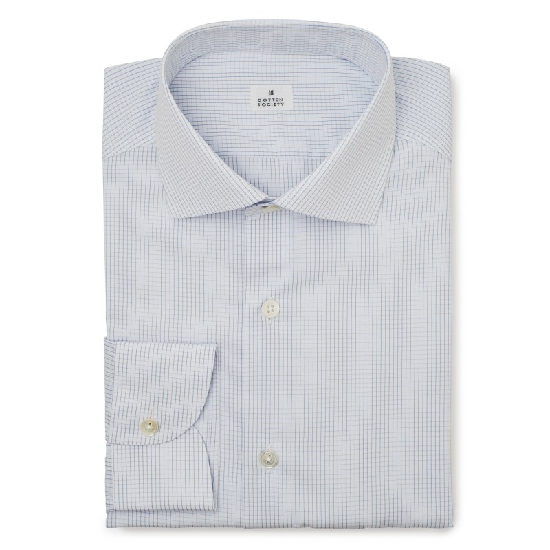 Chemise homme Popeline Carreaux Bleu