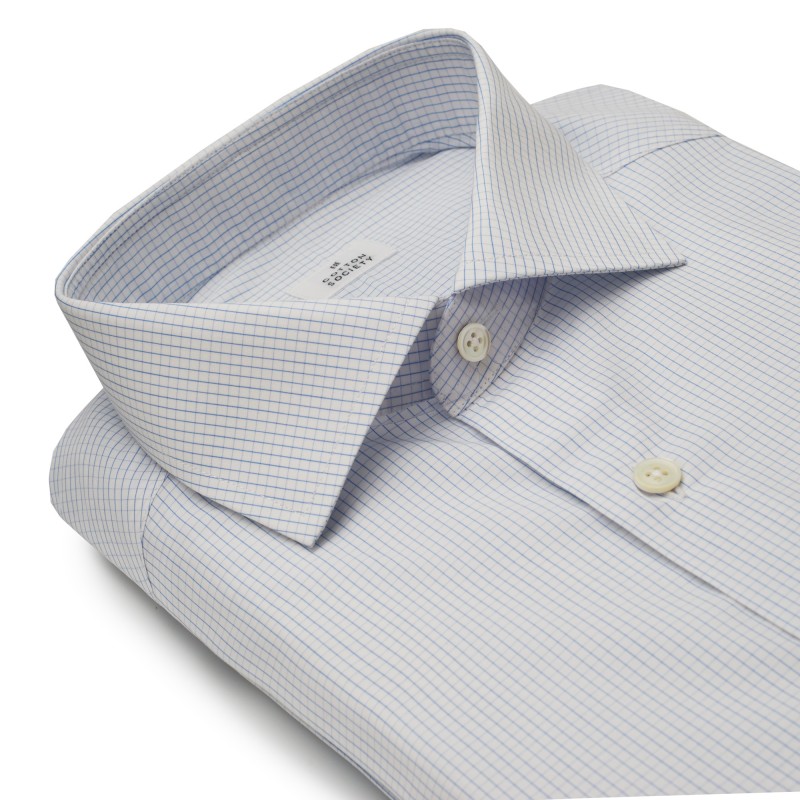 Chemise homme Popeline Carreaux Bleu