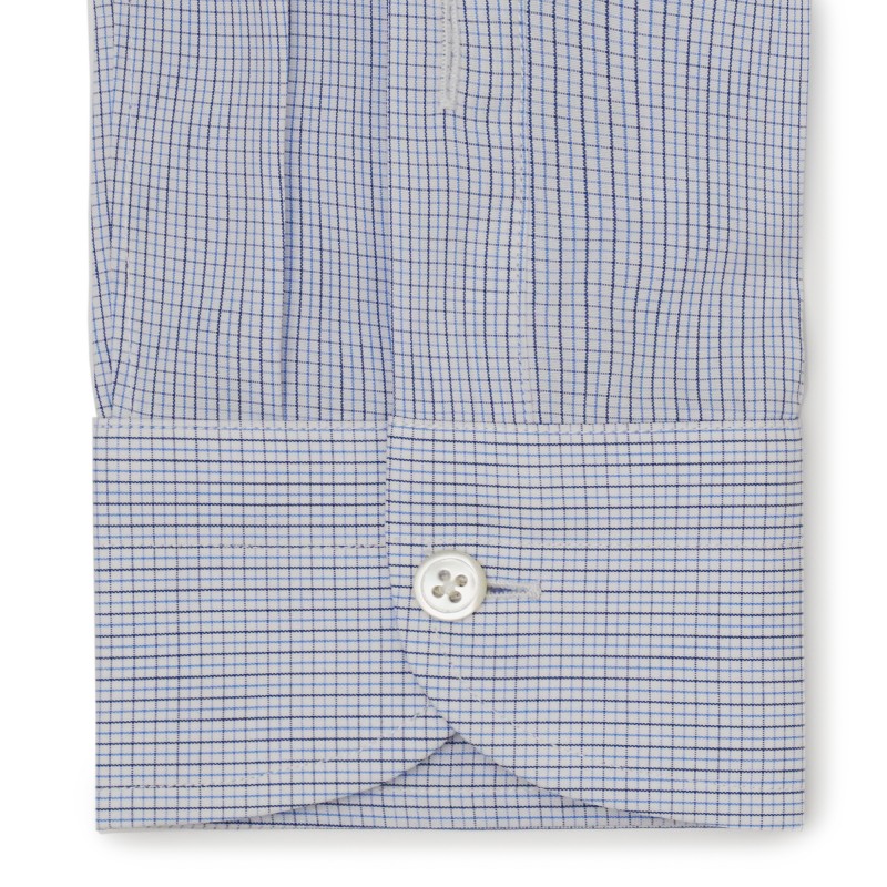 Chemise homme Popeline Carreaux Bleu et Bleu
