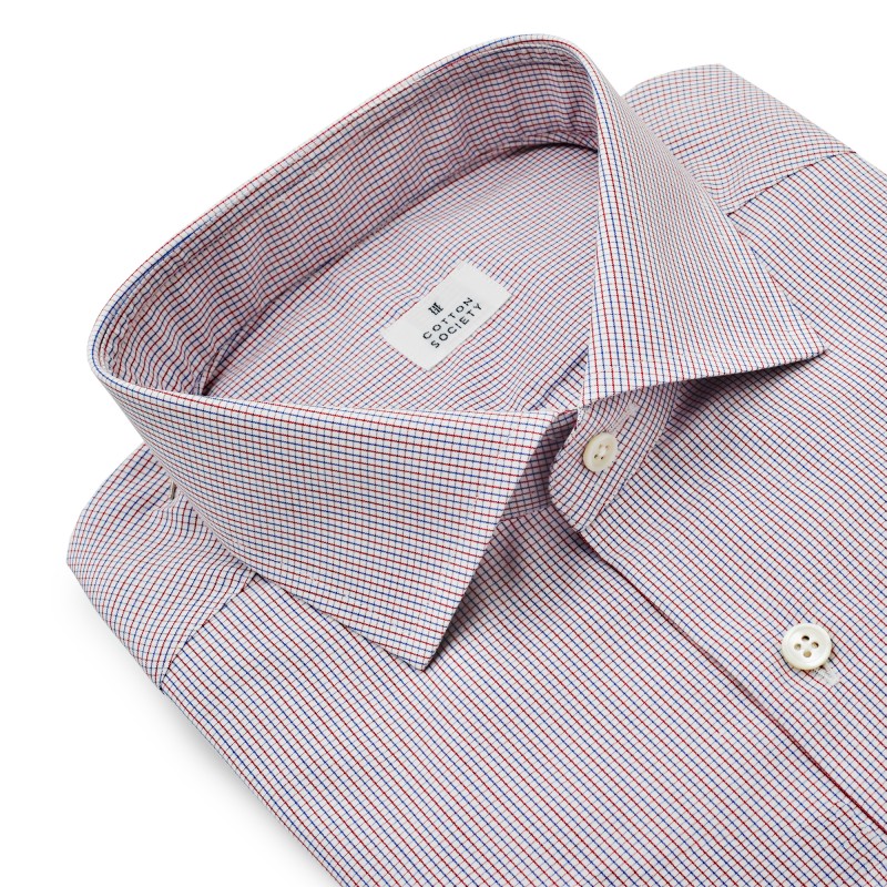 Chemise homme Popeline Carreaux Rouge et Bleu