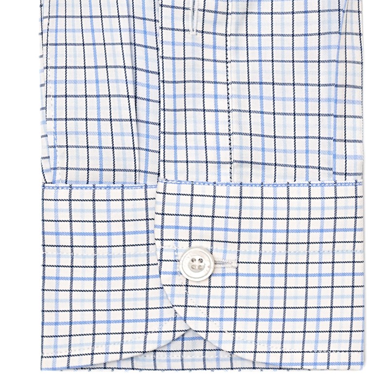 Chemise homme Twill Carreaux Blanc et Bleu